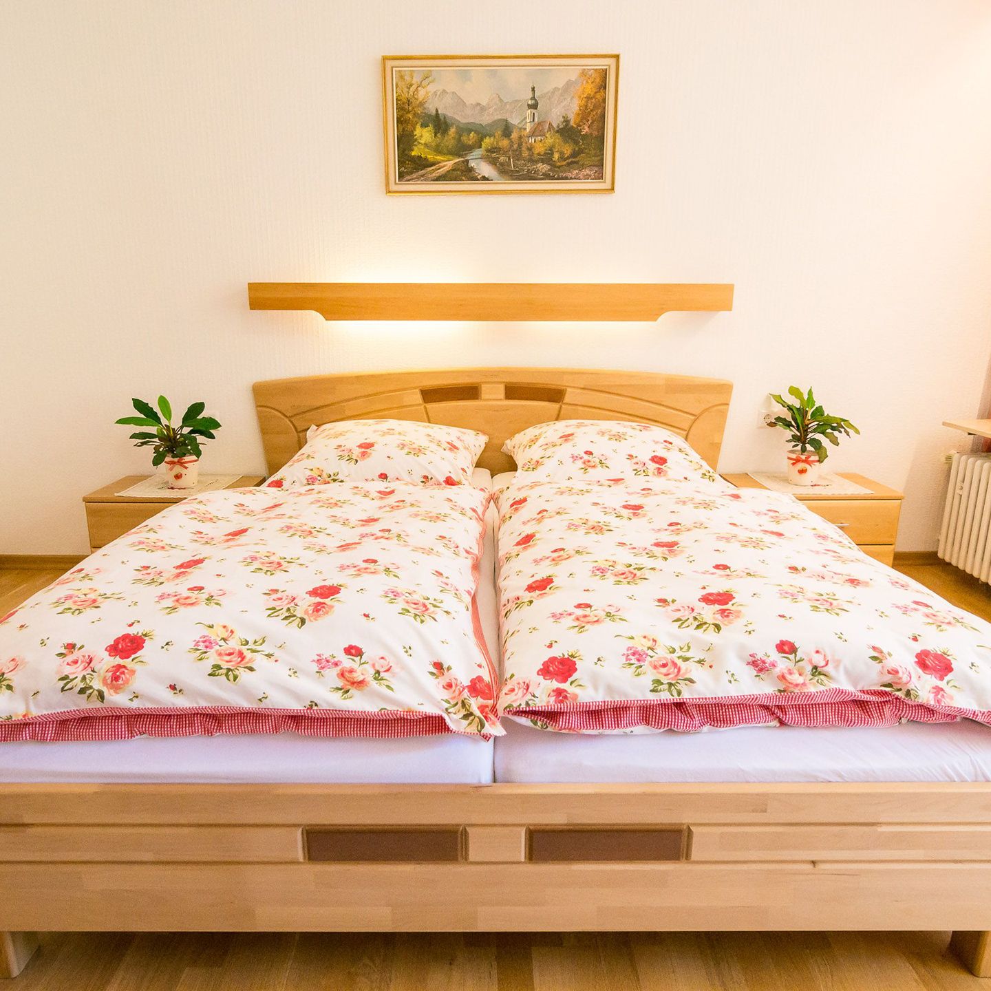 View of a bed in a double room